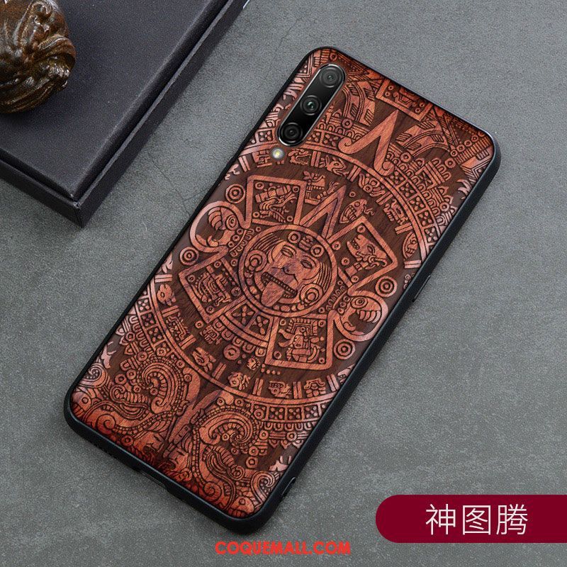 Étui Xiaomi Mi A3 Tout Compris Téléphone Portable Style Chinois, Coque Xiaomi Mi A3 Sculpture En Bois Beige