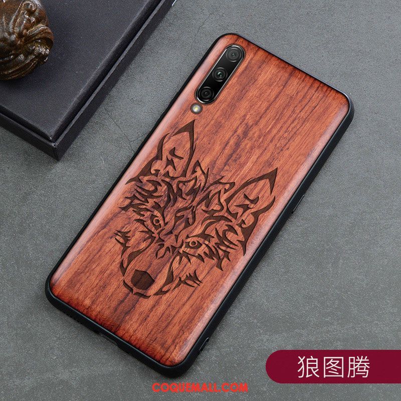 Étui Xiaomi Mi A3 Tout Compris Téléphone Portable Style Chinois, Coque Xiaomi Mi A3 Sculpture En Bois Beige