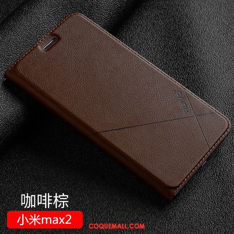 Étui Xiaomi Mi Max 2 Bleu Marin Incassable Étui En Cuir, Coque Xiaomi Mi Max 2 Difficile Téléphone Portable Beige