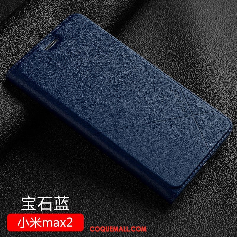 Étui Xiaomi Mi Max 2 Bleu Marin Incassable Étui En Cuir, Coque Xiaomi Mi Max 2 Difficile Téléphone Portable Beige