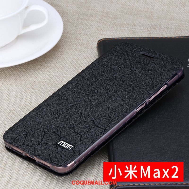 Étui Xiaomi Mi Max 2 Petit Délavé En Daim Fluide Doux, Coque Xiaomi Mi Max 2 Foncé Clamshell Beige