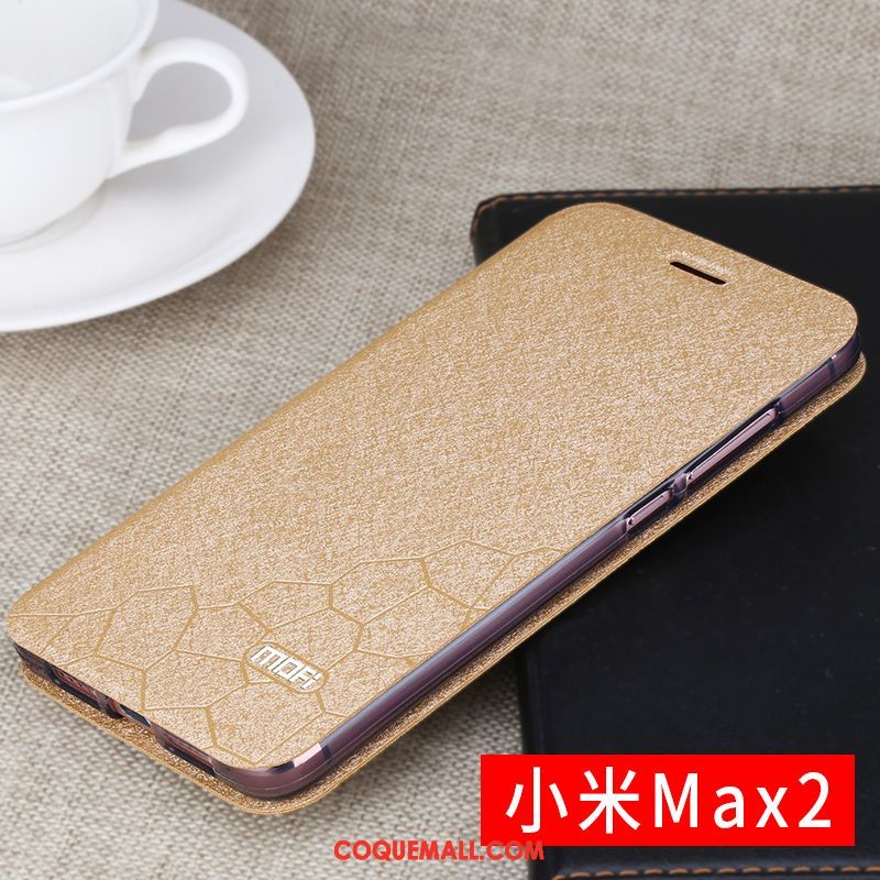 Étui Xiaomi Mi Max 2 Petit Délavé En Daim Fluide Doux, Coque Xiaomi Mi Max 2 Foncé Clamshell Beige