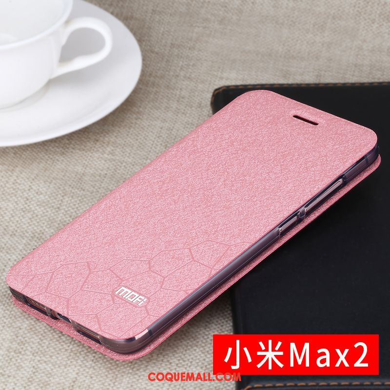 Étui Xiaomi Mi Max 2 Petit Délavé En Daim Fluide Doux, Coque Xiaomi Mi Max 2 Foncé Clamshell Beige