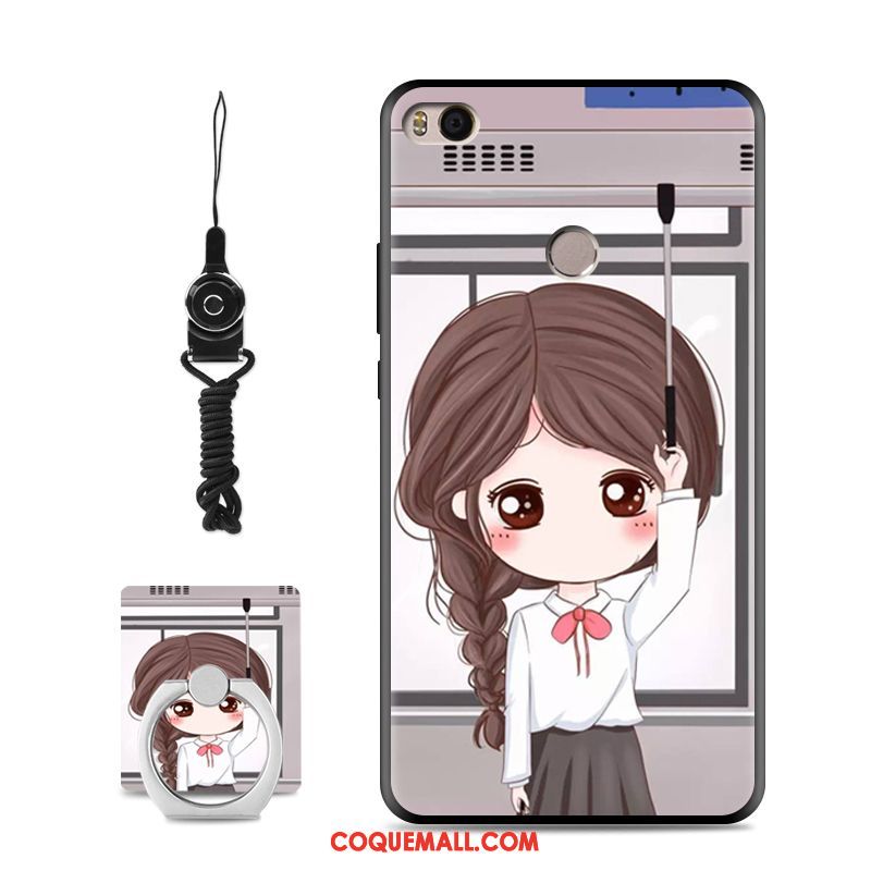 Étui Xiaomi Mi Max 2 Petit Noir Téléphone Portable, Coque Xiaomi Mi Max 2 Incassable Dessin Animé Beige