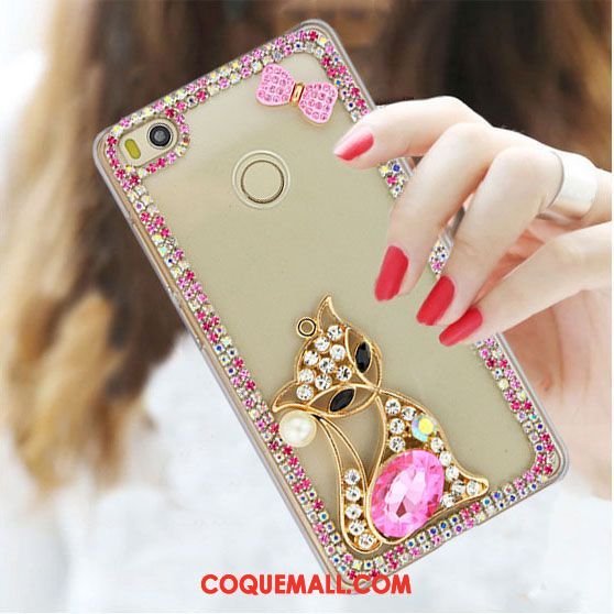 Étui Xiaomi Mi Max 2 Petit Strass Protection, Coque Xiaomi Mi Max 2 Téléphone Portable Rouge Beige