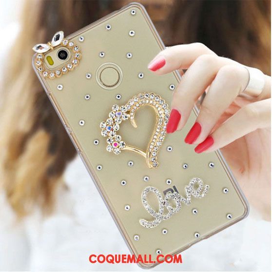 Étui Xiaomi Mi Max 2 Petit Strass Protection, Coque Xiaomi Mi Max 2 Téléphone Portable Rouge Beige