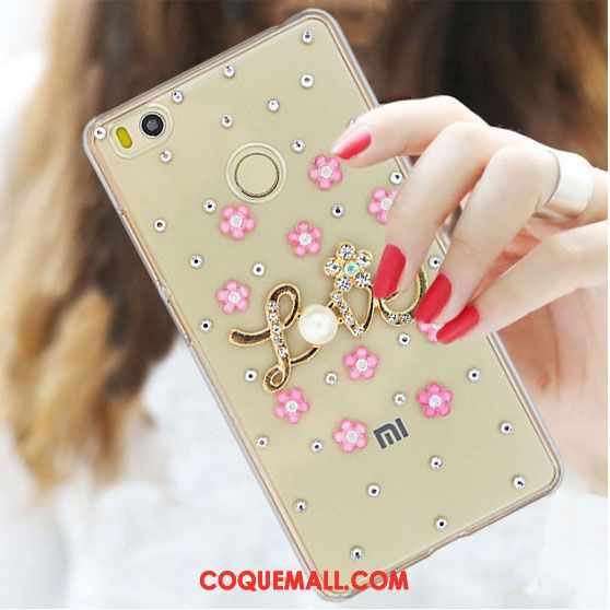 Étui Xiaomi Mi Max 2 Petit Strass Protection, Coque Xiaomi Mi Max 2 Téléphone Portable Rouge Beige