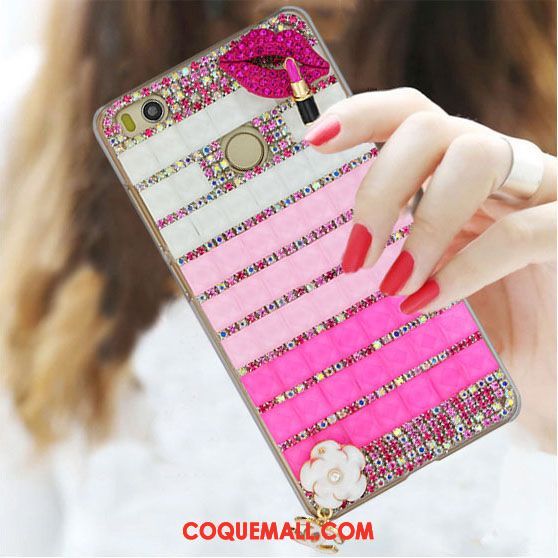 Étui Xiaomi Mi Max 2 Petit Strass Protection, Coque Xiaomi Mi Max 2 Téléphone Portable Rouge Beige