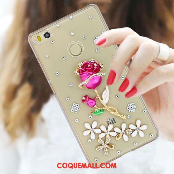 Étui Xiaomi Mi Max 2 Petit Strass Protection, Coque Xiaomi Mi Max 2 Téléphone Portable Rouge Beige