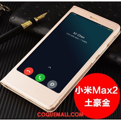 Étui Xiaomi Mi Max 2 Étui En Cuir Tout Compris Téléphone Portable, Coque Xiaomi Mi Max 2 Petit Or Beige