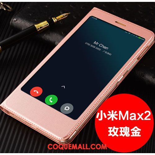 Étui Xiaomi Mi Max 2 Étui En Cuir Tout Compris Téléphone Portable, Coque Xiaomi Mi Max 2 Petit Or Beige