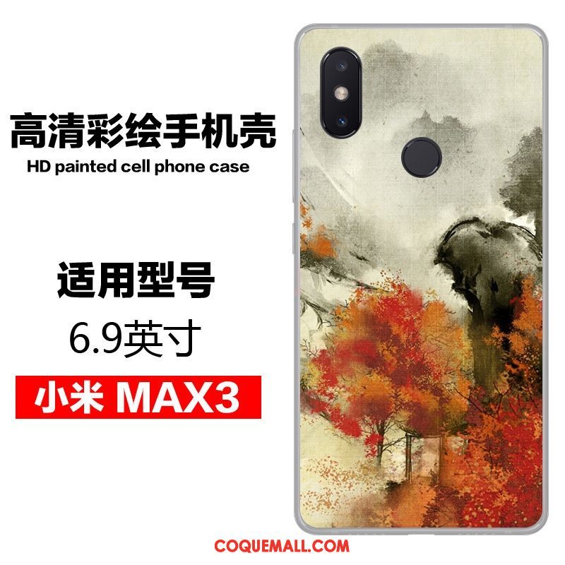 Étui Xiaomi Mi Max 3 Art Téléphone Portable Petit, Coque Xiaomi Mi Max 3 Fluide Doux Bleu Beige