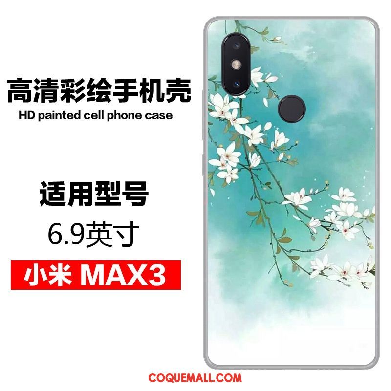 Étui Xiaomi Mi Max 3 Art Téléphone Portable Petit, Coque Xiaomi Mi Max 3 Fluide Doux Bleu Beige