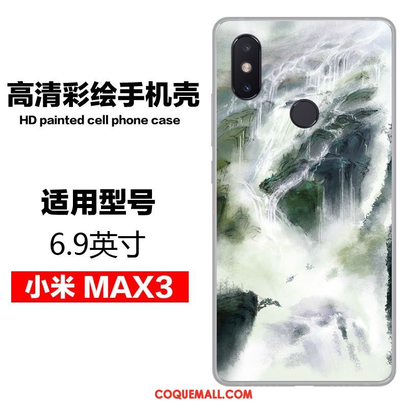 Étui Xiaomi Mi Max 3 Art Téléphone Portable Petit, Coque Xiaomi Mi Max 3 Fluide Doux Bleu Beige