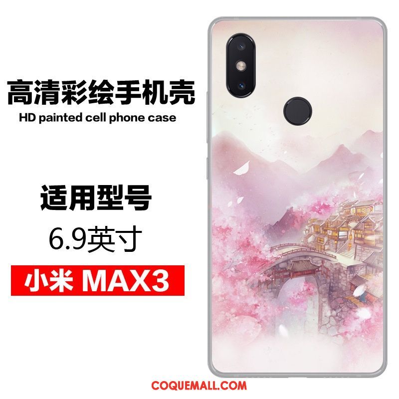 Étui Xiaomi Mi Max 3 Art Téléphone Portable Petit, Coque Xiaomi Mi Max 3 Fluide Doux Bleu Beige