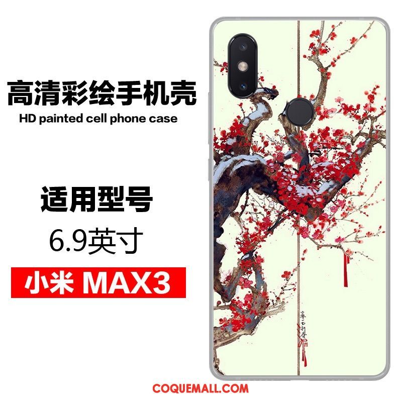 Étui Xiaomi Mi Max 3 Art Téléphone Portable Petit, Coque Xiaomi Mi Max 3 Fluide Doux Bleu Beige