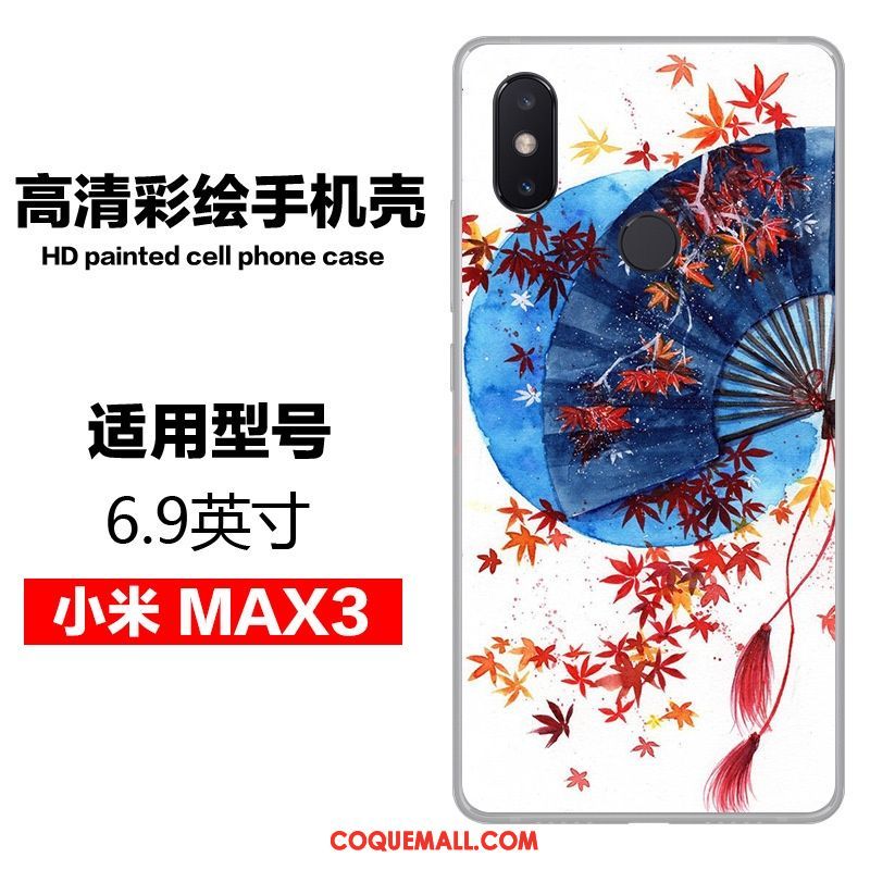 Étui Xiaomi Mi Max 3 Art Téléphone Portable Petit, Coque Xiaomi Mi Max 3 Fluide Doux Bleu Beige