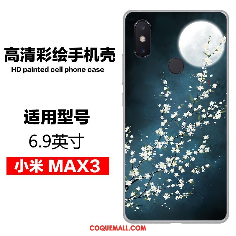 Étui Xiaomi Mi Max 3 Art Téléphone Portable Petit, Coque Xiaomi Mi Max 3 Fluide Doux Bleu Beige