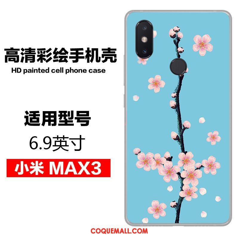 Étui Xiaomi Mi Max 3 Art Téléphone Portable Petit, Coque Xiaomi Mi Max 3 Fluide Doux Bleu Beige