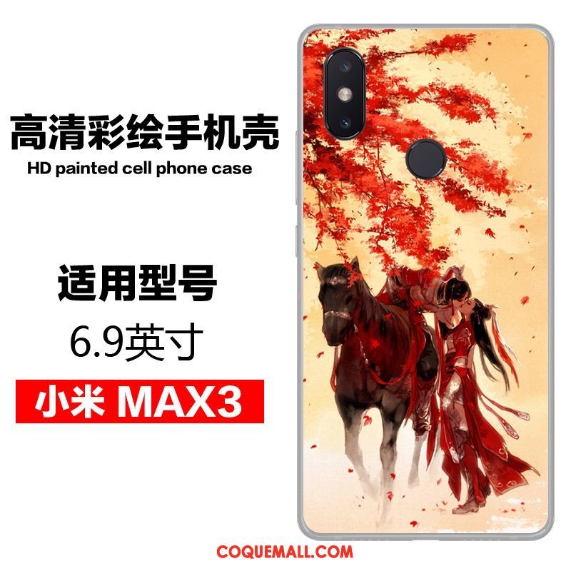 Étui Xiaomi Mi Max 3 Art Téléphone Portable Petit, Coque Xiaomi Mi Max 3 Fluide Doux Bleu Beige