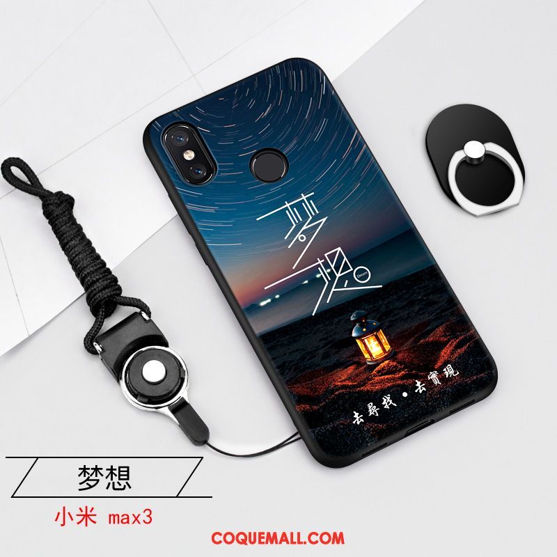 Étui Xiaomi Mi Max 3 Bordure Bleu Marin Téléphone Portable, Coque Xiaomi Mi Max 3 Petit Trois Défenses Beige