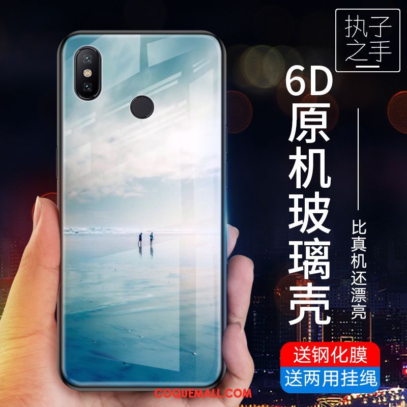 Étui Xiaomi Mi Max 3 Créatif Fluide Doux Téléphone Portable, Coque Xiaomi Mi Max 3 Très Mince Bleu Marin Beige