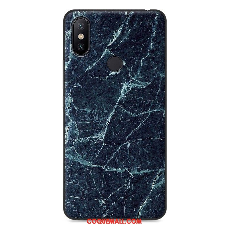 Étui Xiaomi Mi Max 3 Fluide Doux Incassable Bleu Marin, Coque Xiaomi Mi Max 3 Grain De Bois Protection Beige