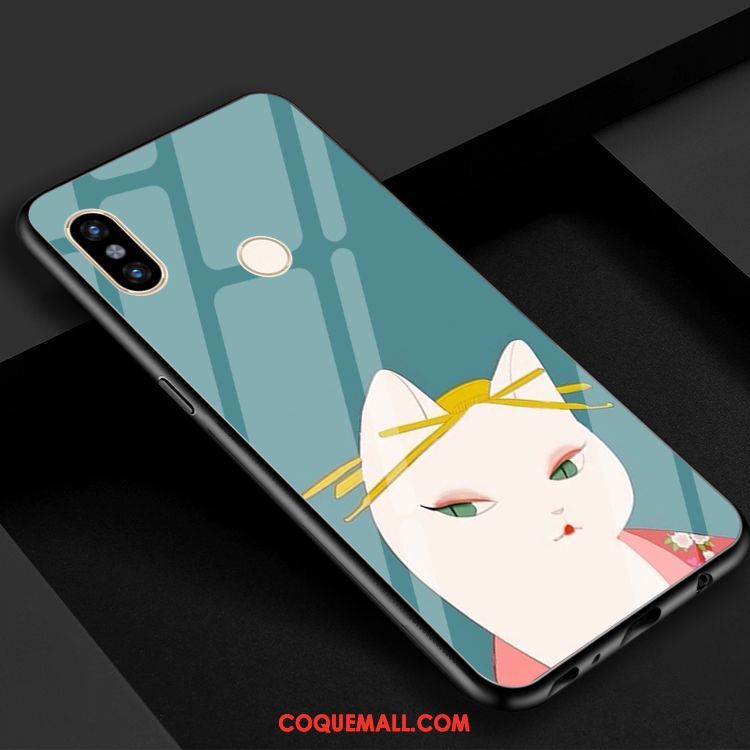 Étui Xiaomi Mi Max 3 Fluide Doux Noir Chat, Coque Xiaomi Mi Max 3 Téléphone Portable Miroir Beige