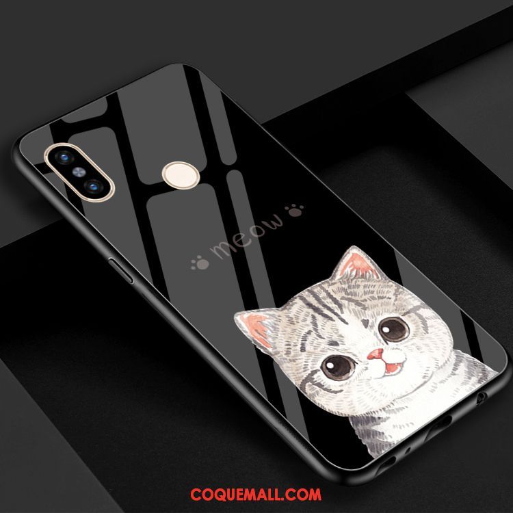 Étui Xiaomi Mi Max 3 Fluide Doux Noir Chat, Coque Xiaomi Mi Max 3 Téléphone Portable Miroir Beige