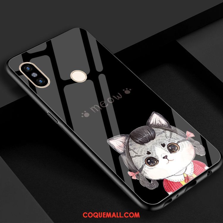 Étui Xiaomi Mi Max 3 Fluide Doux Noir Chat, Coque Xiaomi Mi Max 3 Téléphone Portable Miroir Beige