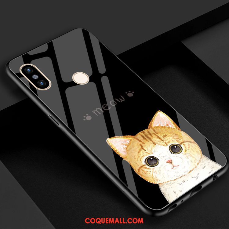 Étui Xiaomi Mi Max 3 Fluide Doux Noir Chat, Coque Xiaomi Mi Max 3 Téléphone Portable Miroir Beige