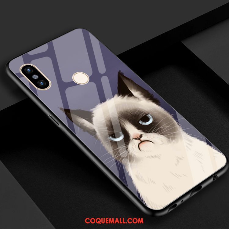 Étui Xiaomi Mi Max 3 Fluide Doux Noir Chat, Coque Xiaomi Mi Max 3 Téléphone Portable Miroir Beige