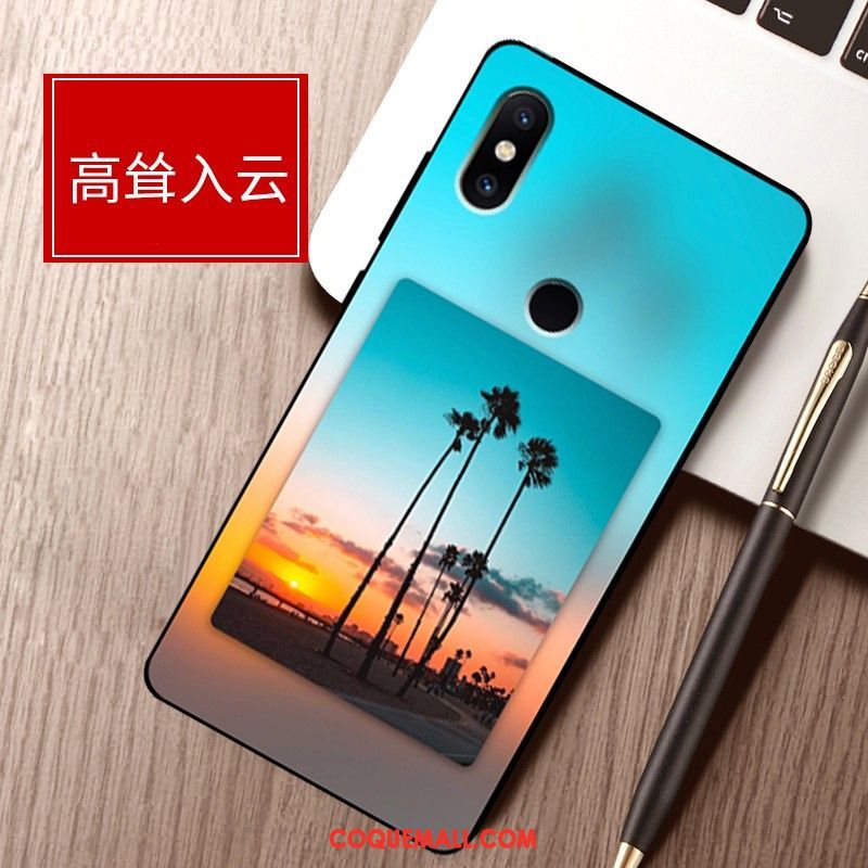 Étui Xiaomi Mi Max 3 Incassable Tout Compris Bleu, Coque Xiaomi Mi Max 3 Fluide Doux Paysage Beige