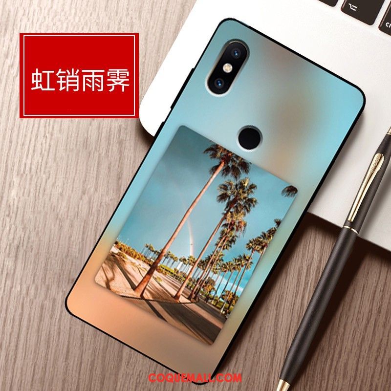 Étui Xiaomi Mi Max 3 Incassable Tout Compris Bleu, Coque Xiaomi Mi Max 3 Fluide Doux Paysage Beige