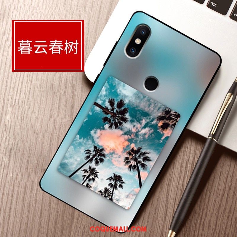 Étui Xiaomi Mi Max 3 Incassable Tout Compris Bleu, Coque Xiaomi Mi Max 3 Fluide Doux Paysage Beige