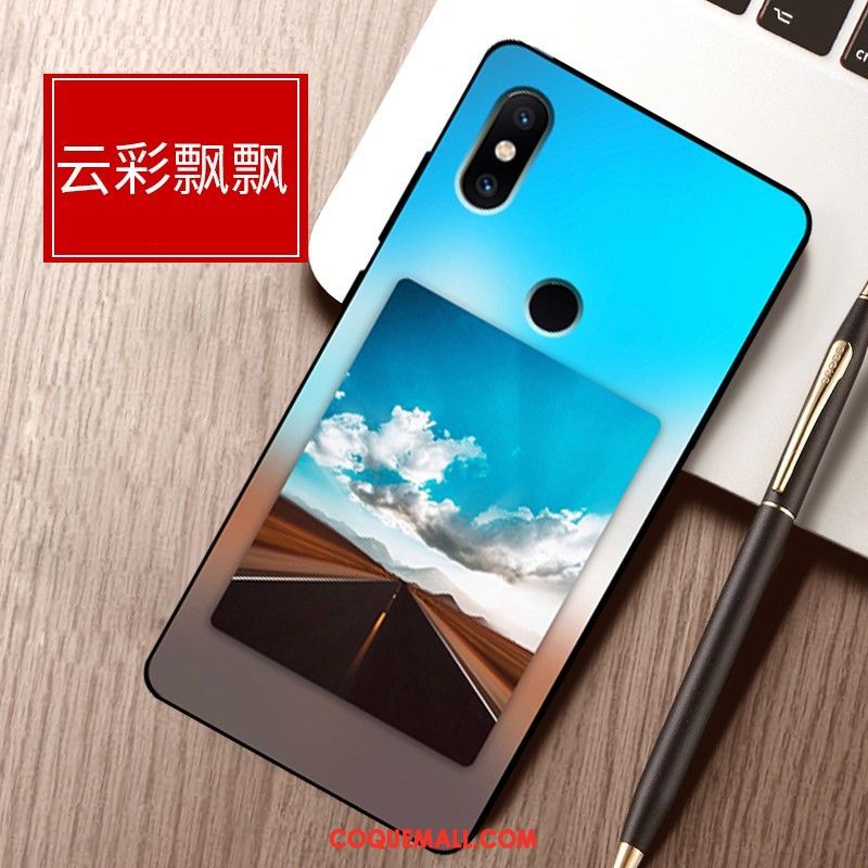 Étui Xiaomi Mi Max 3 Incassable Tout Compris Bleu, Coque Xiaomi Mi Max 3 Fluide Doux Paysage Beige