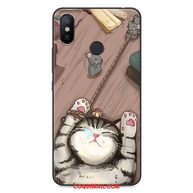 Étui Xiaomi Mi Max 3 Personnalité Téléphone Portable Silicone, Coque Xiaomi Mi Max 3 Rose Dessin Animé Beige