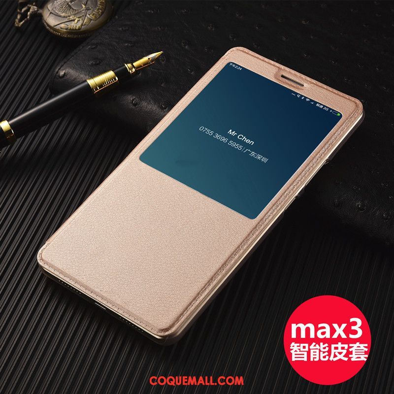 Étui Xiaomi Mi Max 3 Protection Petit Étui En Cuir, Coque Xiaomi Mi Max 3 Téléphone Portable Blanc Beige