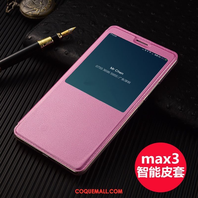Étui Xiaomi Mi Max 3 Protection Petit Étui En Cuir, Coque Xiaomi Mi Max 3 Téléphone Portable Blanc Beige