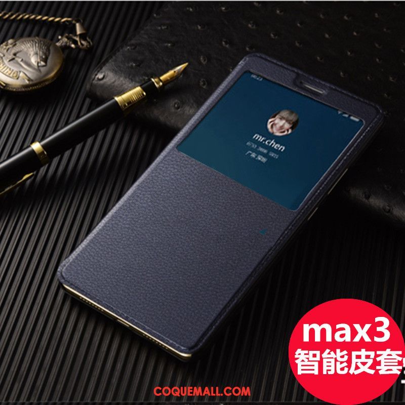 Étui Xiaomi Mi Max 3 Protection Petit Étui En Cuir, Coque Xiaomi Mi Max 3 Téléphone Portable Blanc Beige