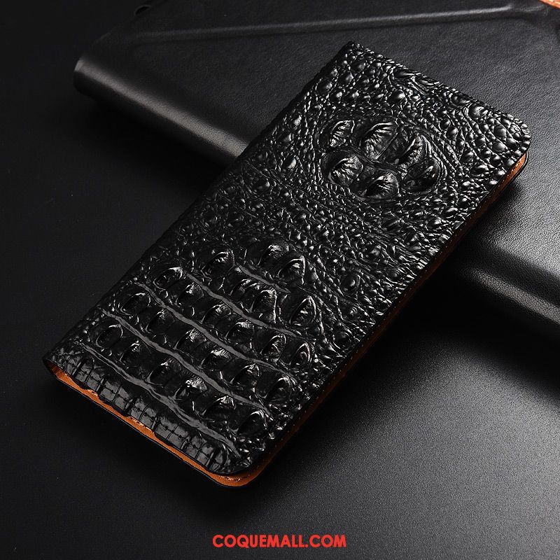 Étui Xiaomi Mi Max 3 Protection Tout Compris Étui En Cuir, Coque Xiaomi Mi Max 3 Noir Cuir Véritable Beige