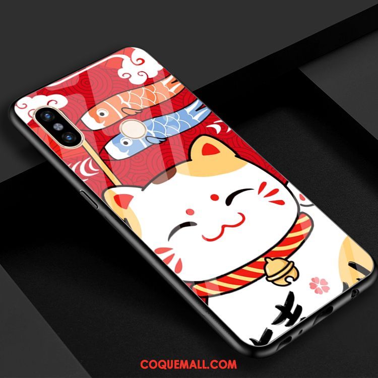 Étui Xiaomi Mi Max 3 Verre Petit Richesse, Coque Xiaomi Mi Max 3 De Fête Chat Beige