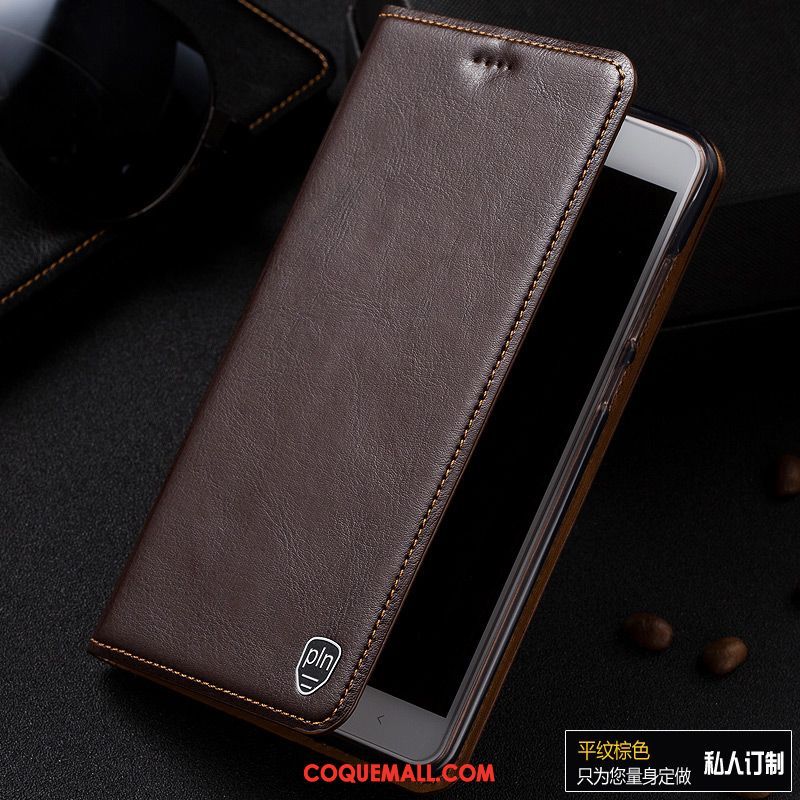 Étui Xiaomi Mi Max 3 Étui En Cuir Protection Tout Compris, Coque Xiaomi Mi Max 3 Téléphone Portable Cuir Véritable Braun Beige