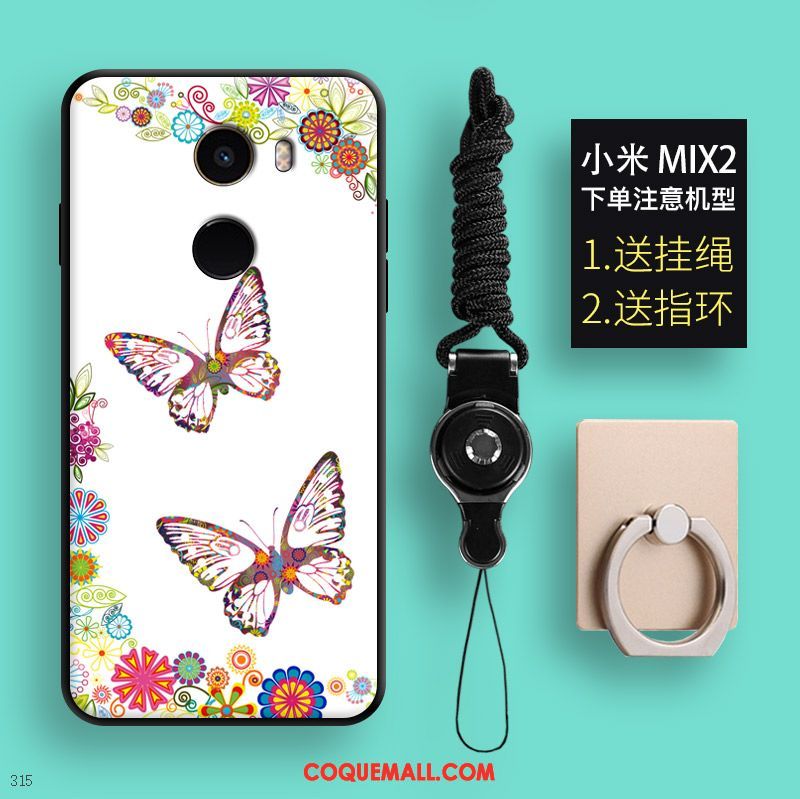 Étui Xiaomi Mi Mix 2 Anneau Petit Boucle, Coque Xiaomi Mi Mix 2 Peinture Blanc Beige