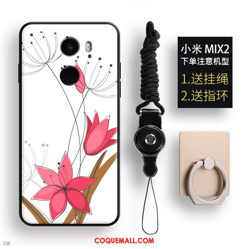 Étui Xiaomi Mi Mix 2 Anneau Petit Boucle, Coque Xiaomi Mi Mix 2 Peinture Blanc Beige