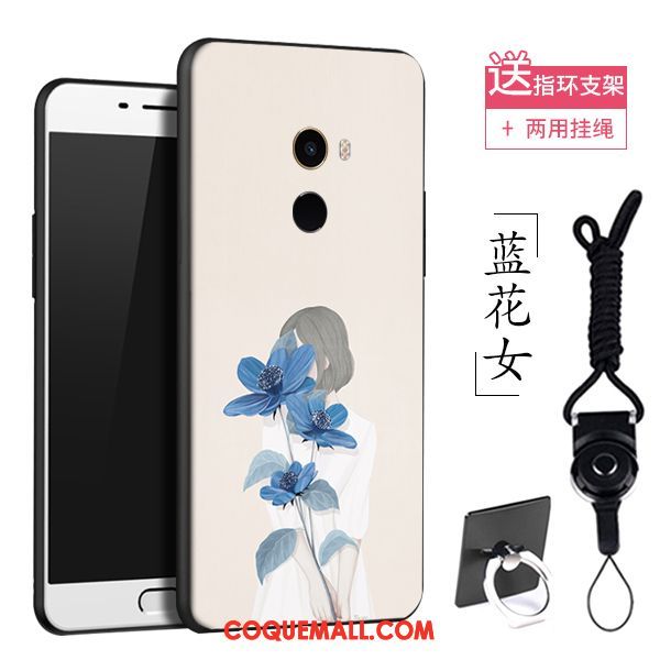 Étui Xiaomi Mi Mix 2 Créatif Délavé En Daim Jaune, Coque Xiaomi Mi Mix 2 Téléphone Portable Personnalité Beige