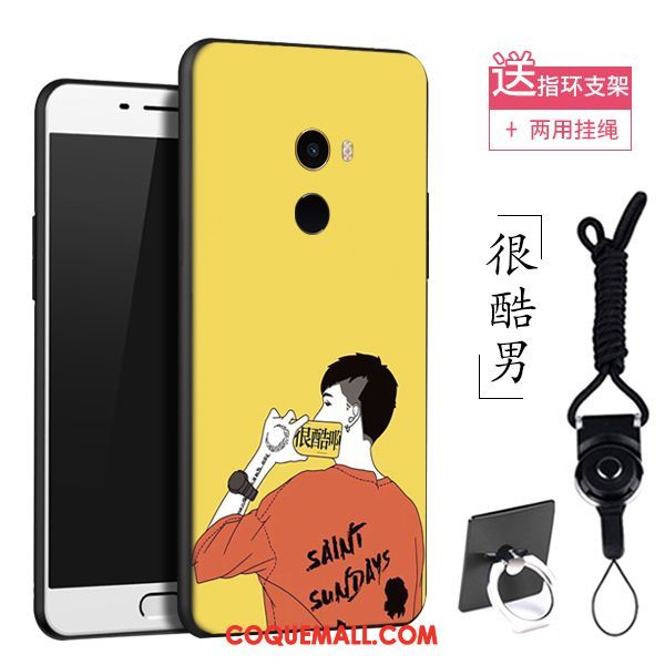 Étui Xiaomi Mi Mix 2 Créatif Délavé En Daim Jaune, Coque Xiaomi Mi Mix 2 Téléphone Portable Personnalité Beige