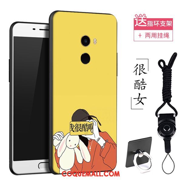 Étui Xiaomi Mi Mix 2 Créatif Délavé En Daim Jaune, Coque Xiaomi Mi Mix 2 Téléphone Portable Personnalité Beige