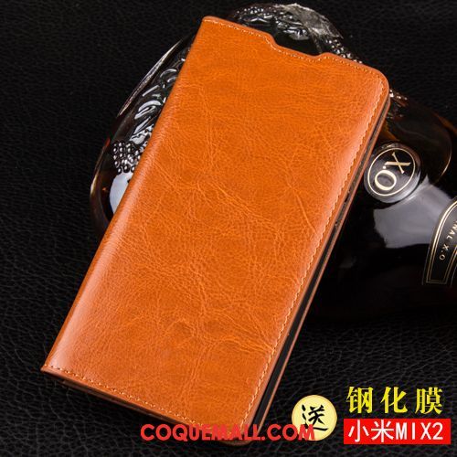 Étui Xiaomi Mi Mix 2 Cuir Véritable Tout Compris Protection, Coque Xiaomi Mi Mix 2 Incassable Étui En Cuir Braun Beige