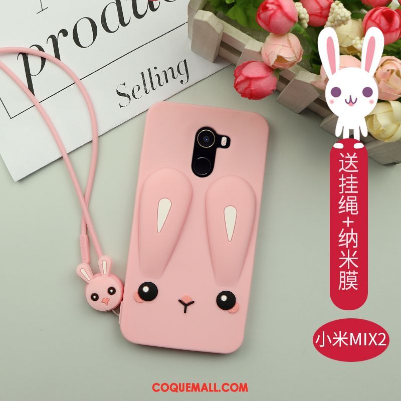 Étui Xiaomi Mi Mix 2 Incassable Personnalité Silicone, Coque Xiaomi Mi Mix 2 Cou Suspendu Dessin Animé Beige